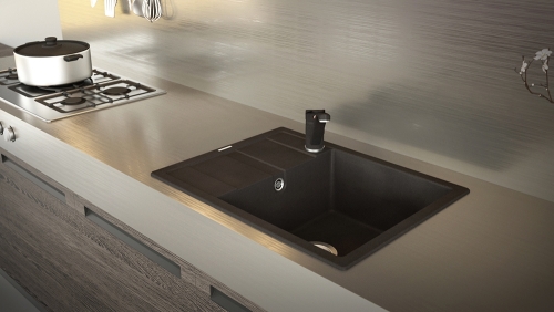 Schock Ronda D-100L Cristalite mosogató, fekete ROND100LNERO