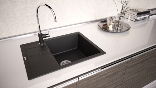 Schock Ronda D-100L Cristalite mosogató, fekete ROND100LNERO