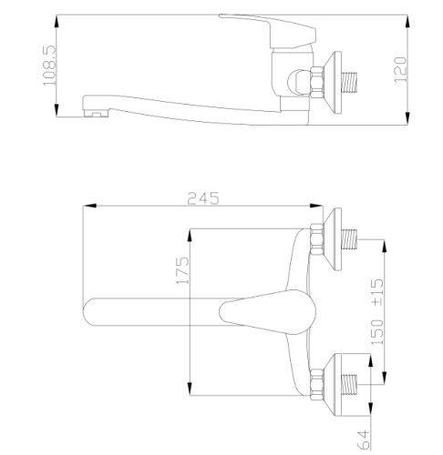 Invena AVA NEW fali mosogató / mosdócsaptelep, króm BC-06-001-B
