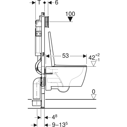 Geberit Duofix fali WC-szerelőelem készlet, 112 cm, Sigma 12 cm-es falsík alatti öblítőtartállyal, Sigma20 működtetőlap és iCon fali WC Rimfree 118.404.11.2