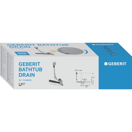 Geberit excenteres kádlefolyó készlet, d52, beépítőkészlettel, króm 150.530.21.6