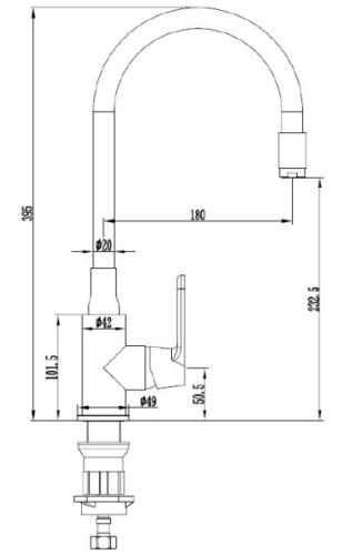Invena Glamour konyhai csaptelep, flexibilis kifolyócsővel, fekete/rózsa arany BZ-08-L14-V