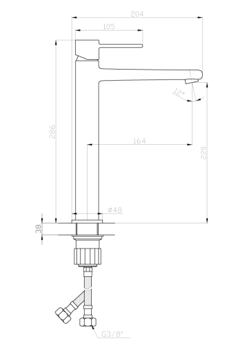 Invena GLAMOUR magasított mosdócsaptelep, króm BU-02-W01-V