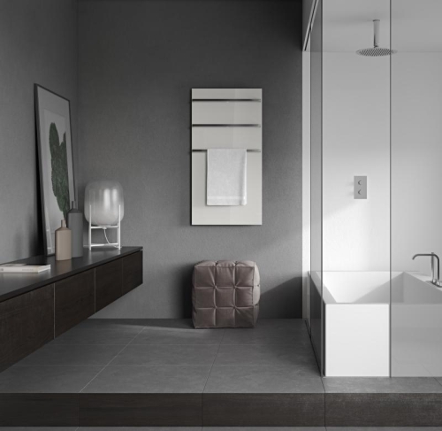 AREZZO design ONYX WHITE 3 elektromos törölközőszárító radiátor matt fehér üveg AR-ONYX3MWMATT