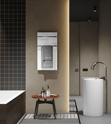 AREZZO design ONYX WHITE 2 elektromos törölközőszárító radiátor matt üveg felület AR-ONYX2MWMATT