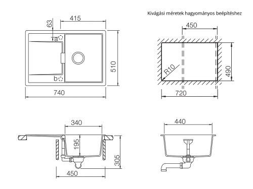 Schock Mono D-100S Cristadur mosogató, intenzív fekete MOND100SPURO