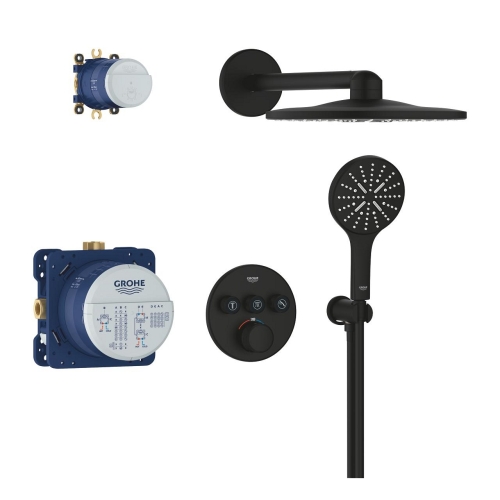 Grohe Grohtherm SmartControl falsík alatti zuhanyrendszer Rainshower SmartActive 310 fejzuhannyal, phantom black 34863KF0