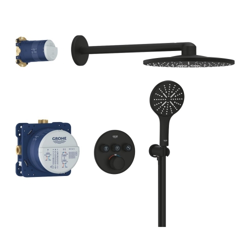 Grohe Grohtherm SmartControl falsík alatti zuhanyrendszer Rainshower SmartActive 310 fejzuhannyal, phantom black 34863KF0