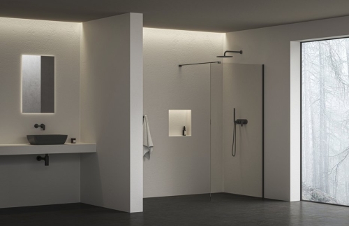 Ravak Walk-In Air Wall 100 cm zuhanyfal, transparent, matt fekete GW9WA0300Z1C