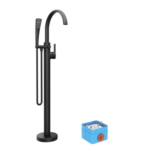 Ravak Freedom padlón álló kádcsaptelep FM 080.20BL.RB07A - fekete (R-box nélkül) X070435