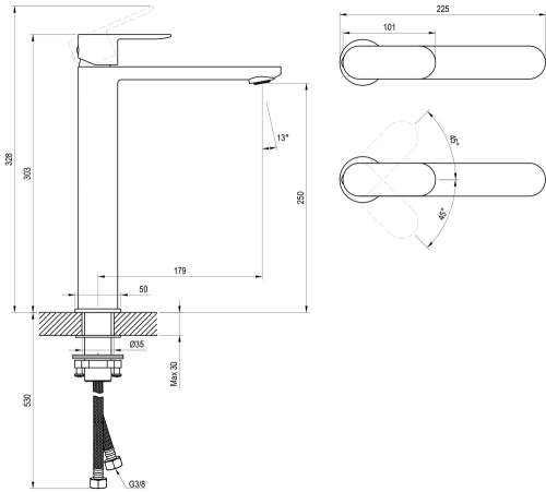 Ravak Chrome II 015.00CR mosdócsaptelep leeresztő nélkül, 300 mm, króm X070447