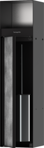 Hansgrohe XtraStoris Rock falba süllyesztett WC kefe tartó WC papír tartóval és csempézhető ajtóval, matt fekete 56062670
