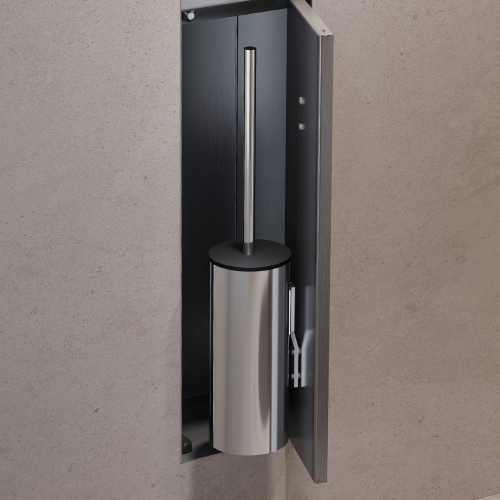 Hansgrohe XtraStoris Rock falba süllyesztett WC kefe tartó WC papír tartóval és csempézhető ajtóval, szálcsiszolt rozsdamentes acél 56062800