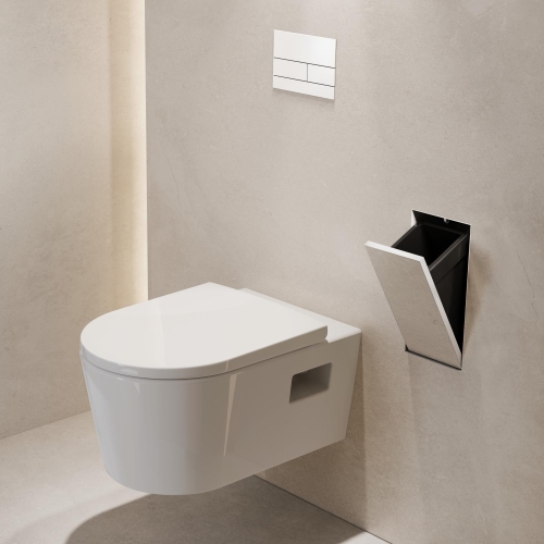 Hansgrohe XtraStoris Rock falba süllyesztett szemetes csempézhető ajtóval, matt fehér 56063700