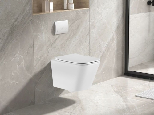 Invena Paros szögletes rimless fali wc lassú záródású ülőkével, fehér CE-90-001-W