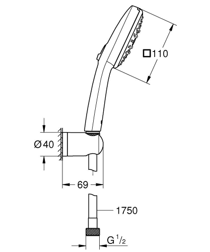 Grohe Vitalio Comfort 110 fix fali tartós zuhanyszett 3 funkciós, króm 26176001