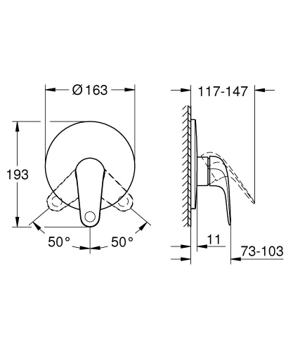 Grohe Swift egykaros falsík alatti zuhanycsaptelep 24334001