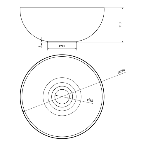 Sapho MINOR 26 cm betonmosdó, antracit MR26016