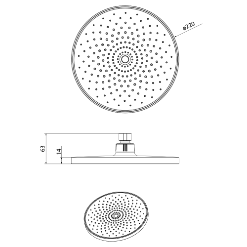 Sapho 22 cm fejzuhany, matt fekete SK852B