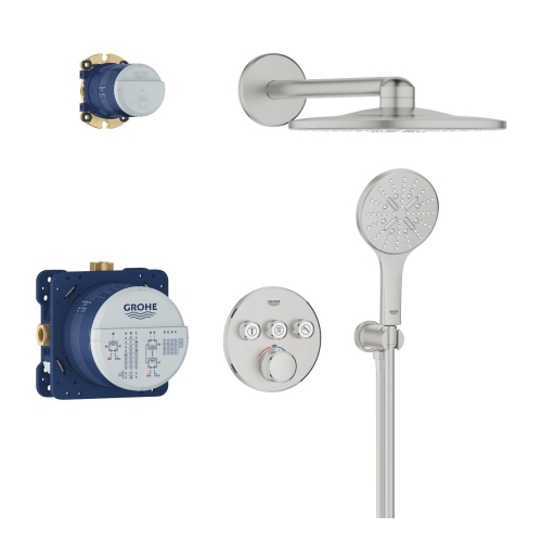 Grohe Grohtherm SmartControl falsík alatti termosztátos zuhanyrendszer Rainshower SmartActive 310 fejzuhannyal, supersteel 34863DC0