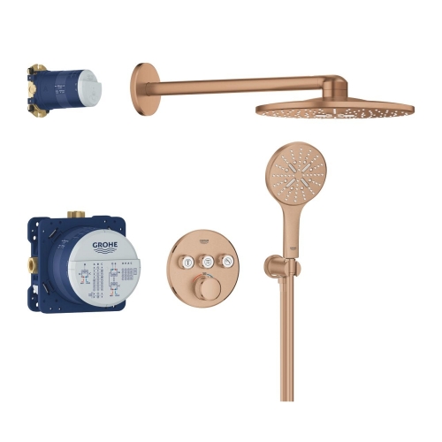 Grohe Grohtherm SmartControl falsík alatti termosztátos zuhanyrendszer Rainshower SmartActive 310 fejzuhannyal, Brushed Warm Sunset 34863DL0