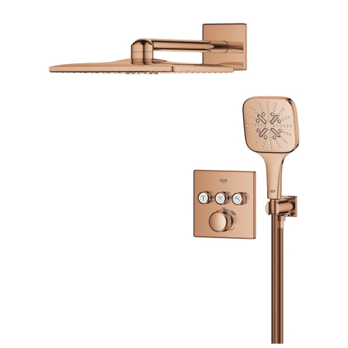 Grohe Grohtherm SmartControl falsík alatt zuhanyrendszer Rainshower SmartActive 310 Cube fejzuhannyal, Warm Sunset 34864DA0