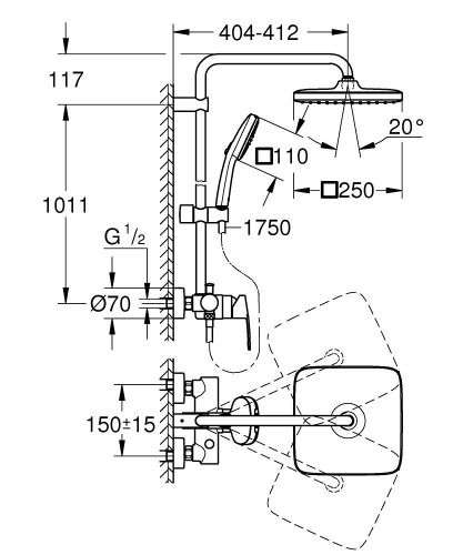 Grohe Tempesta System 250 Cube zuhanyrendszer egykaros csapteleppel, króm 26692001