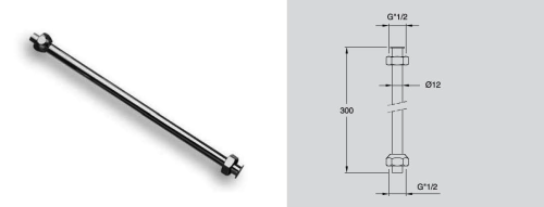 Sapho 12x300 mm bekötőcső piszoárhoz anyával, króm AT92151