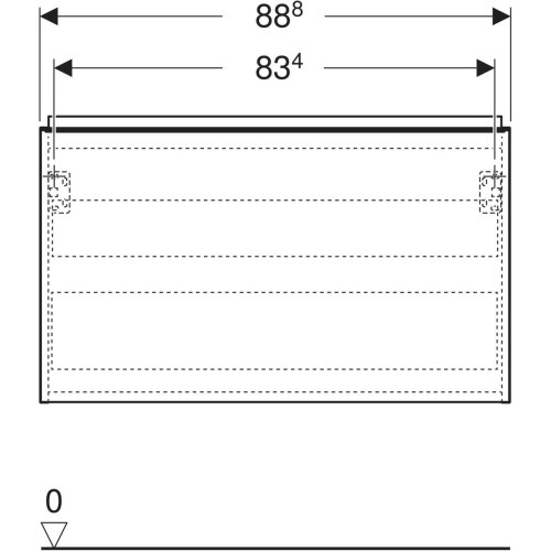 Geberit Acanto 90 cm alsó szekrény mosdóhoz, üveg láva 503.005.JK.2