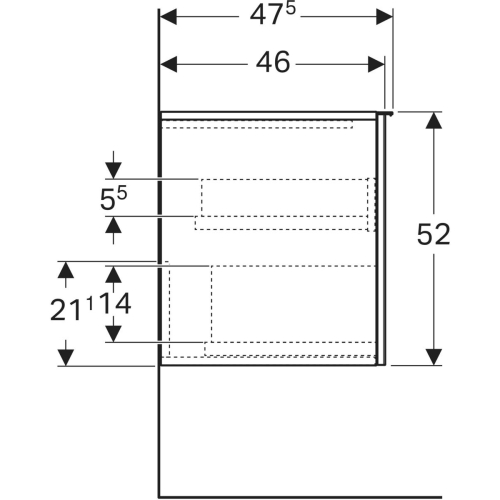 Geberit Acanto 45 cm oldalsó kiegészítő szekrény, matt láva 503.010.JK.1