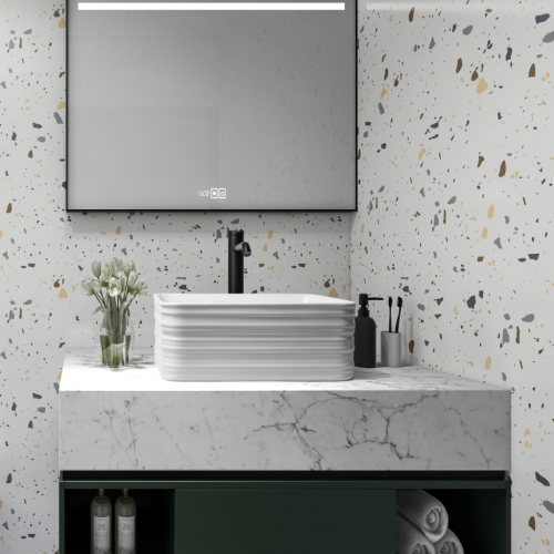 Invena Kalitea magasított mosdócsaptelep, matt fekete BU-72-W04-V