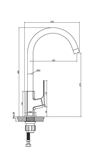 Invena NERI Plus mosogató csaptelep, réz BZ-P1-014-L