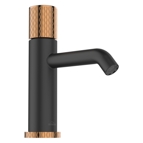 Invena Moonlight mosdó csaptelep click-clack leeresztővel, matt fekete/rose gold BU-77-014-V