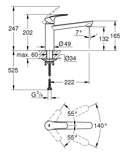 Grohe Eurosmart egykaros mosogatócsap, matt fekete 304632430