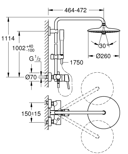 Grohe Euphoria System 260 zuhanyrendszer egykaros keverővel 23061003