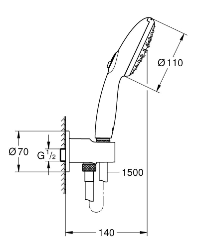 Grohe Tempesta 110 zuhanyszett két funkciós kézizuhannyal és fali zuhanycsatlakozó könyökkel, króm 26406003