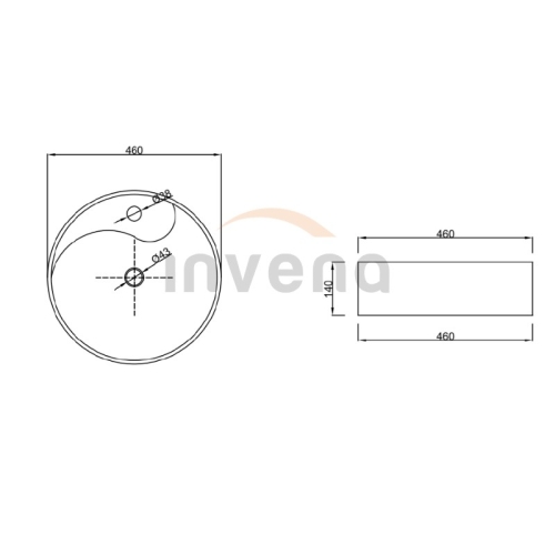 Invena Afrodyta pultra ültethető mosdó 46 cm, fehér CE-25-001-W