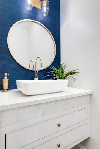 Invena Stone magasított mosdó csaptelep, fehér-réz, BU-03-W18-V