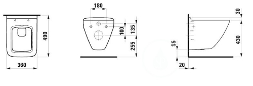 Laufen Palace Compact fali wc ülőkével, fehér H820703SZETT