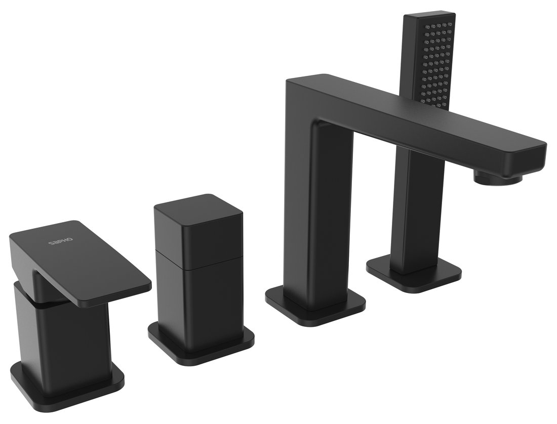 Sapho TURSI perembe építhető kádtöltő csaptelep, matt fekete TI052B