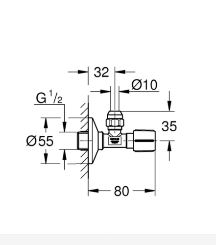 Grohe sarokszelep 1/2-3/8, hard graphite 22037A00