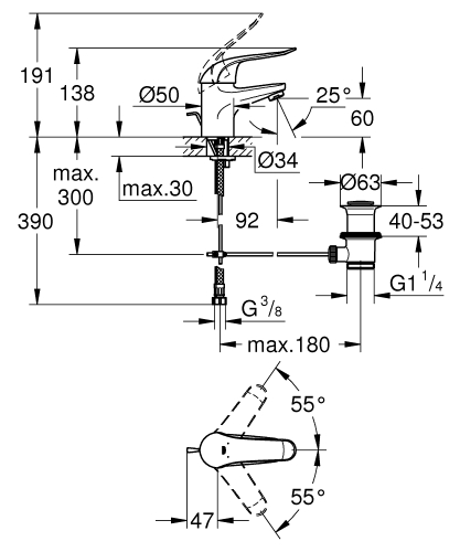 GROHE Euroeco Special egykaros mosdócsaptelep, króm 32763000