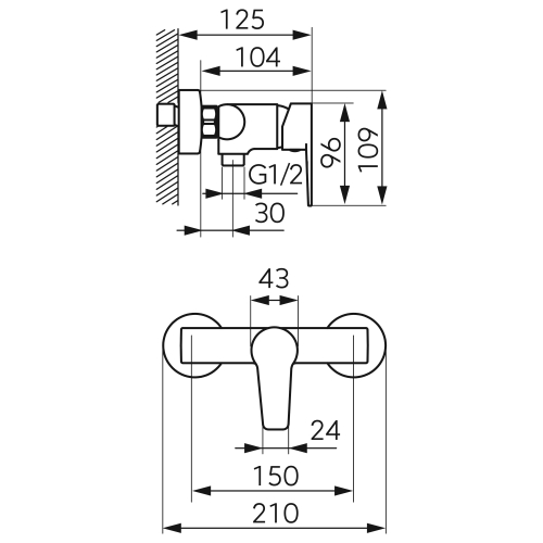 Ferro Ritto egykaros zuhanycsaptelep, króm BTR7