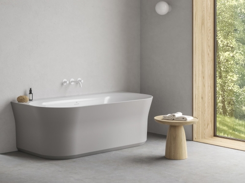 Ravak Ypsilon Wall 178x86 cm szabadon álló kád fehér lefolyóval, Smoke Grey/fehér XC00100077