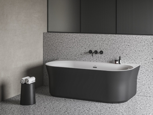 Ravak Ypsilon Wall 178x86 cm szabadon álló kád fekete lefolyóval, fekete/fehér XC00100057