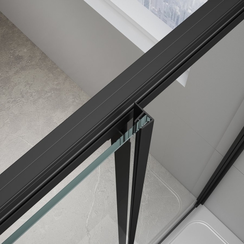 Sapho POLYSAN EASY LINE BLACK 160 cm tolóajtó transzparent üveggel, matt fekete EL1815B