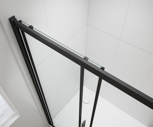 Sapho POLYSAN EASY LINE BLACK 160 cm tolóajtó transzparent üveggel, matt fekete EL1815B