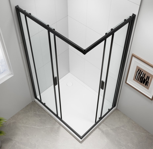 Sapho POLYSAN EASY LINE BLACK 90x80 cm szögletes zuhanykabin transzparent üveggel, matt fekete EL5315B