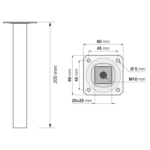 Sapho 20 cm bútorláb, matt fekete 30389