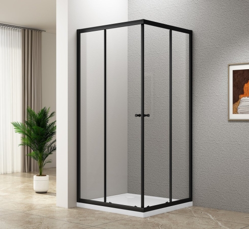 Sapho AQUALINE AGGA BLACK 80x80 cm zuhanykabin transzparent üveggel, matt fekete BLF808